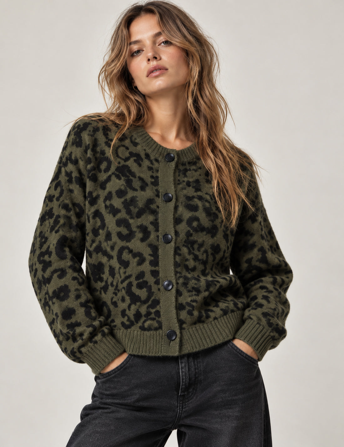 CARDIGAN ANIMALIER IN FUR YARN donna army fw26w71mk cc-a0804 MAGLIA M/L CARDIGAN UNITO WOMAN